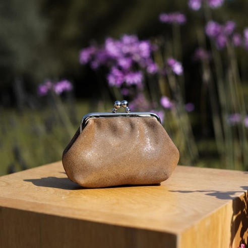 Porte-Monnaie Reine en cuir Pailleté Cacahuète