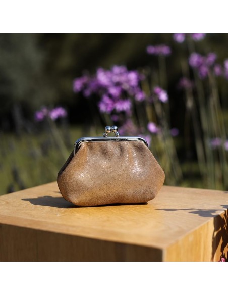 Porte-Monnaie Reine en cuir Pailleté Cacahuète