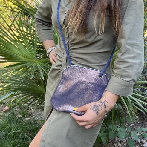 Sac Kiwi en cuir Pailleté Indigo Cuivré