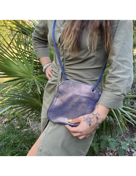 Sac Kiwi en cuir Pailleté Indigo Cuivré