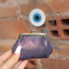 Porte-monnaie Reine en cuir Pailleté Indigo Cuivré