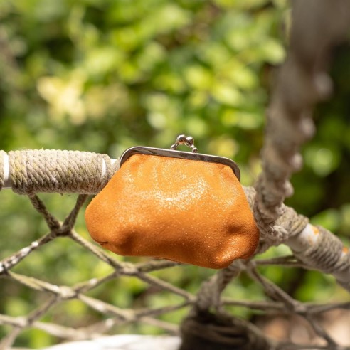 Porte-monnaie Reine en cuir Pailleté Orange Cuivrée