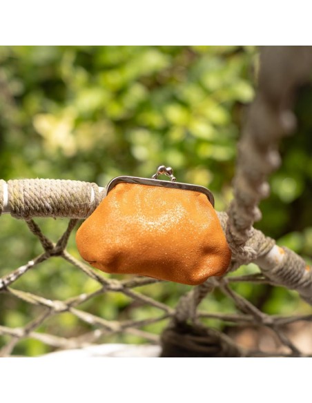 Porte-monnaie Reine en cuir Pailleté Orange Cuivrée