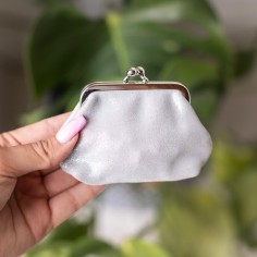 Porte-monnaie Reine en cuir Pailleté Perle