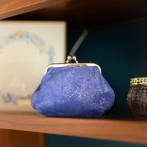 Porte-monnaie Reine en cuir Pailleté Bleu Roi
