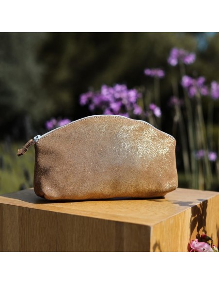 Maxi Trousse à Trésors en cuir Pailleté Cacahuète