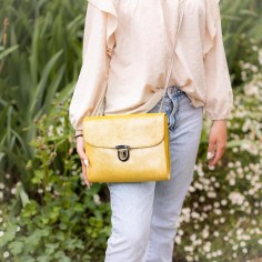 Sac Royal en cuir Pailleté Bouton d'Or