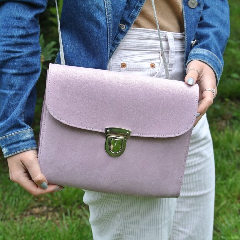 Sac Royal en cuirs Grainés et Pailletés Lilas Doré