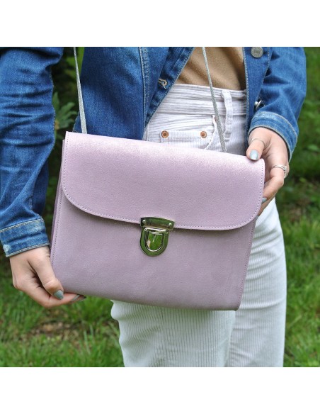 Sac Royal en cuirs Grainés et Pailletés Lilas Doré