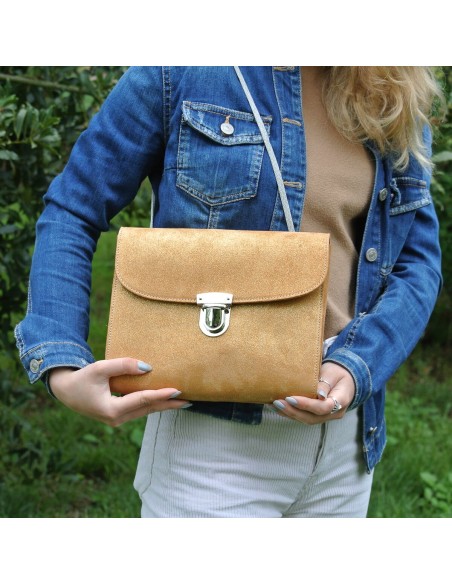 Sac Royal en cuir Pailleté Or Klimt