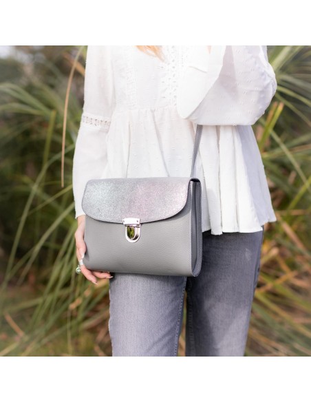 Sac Royal en cuirs Grainés et Pailletés Plume