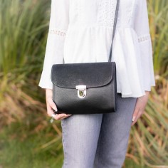 Sac Royal en cuirs Grainés et Pailletés Réglisse