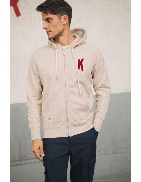 Sweat à Capuche Amande Broderie