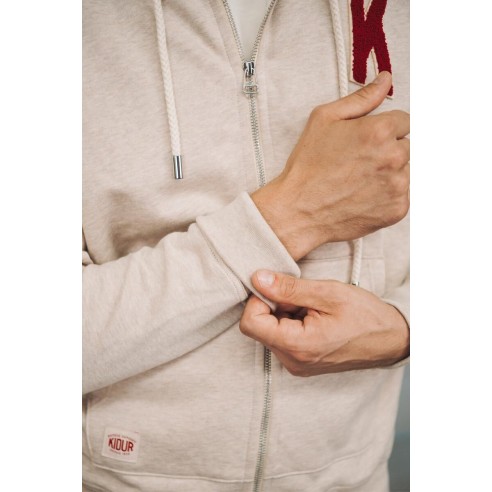 Sweat à Capuche Amande Broderie