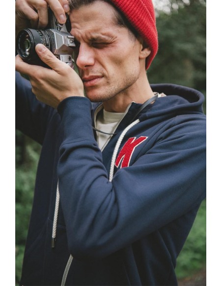 Sweat à Capuche Marine Broderie