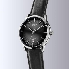 Montre 1977 Edmond Cadran Noir Bracelet Cuir Noir 2