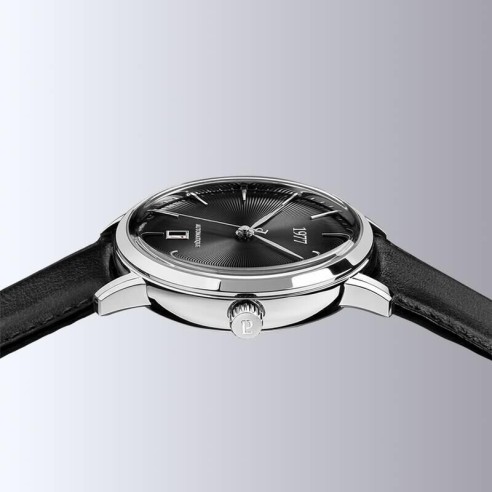 Montre 1977 Edmond Cadran Noir Bracelet Cuir Noir