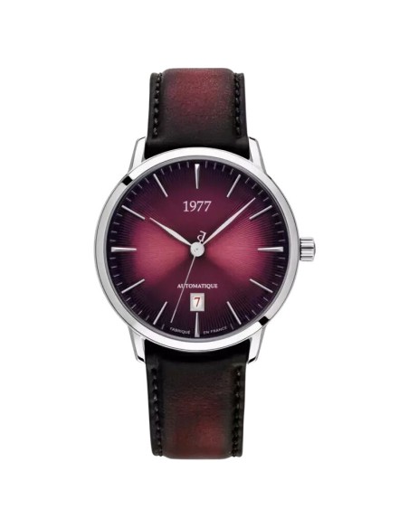 Montre 1977 Edmond Cadran Lie-de-vin Bracelet Bordeaux