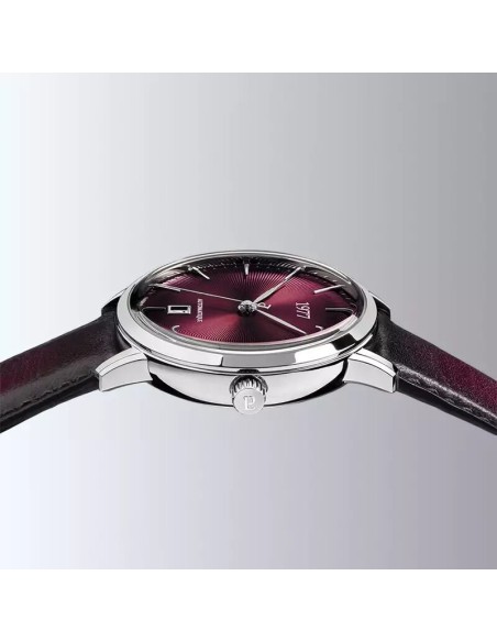 Montre 1977 Edmond Cadran Lie-de-vin Bracelet Bordeaux