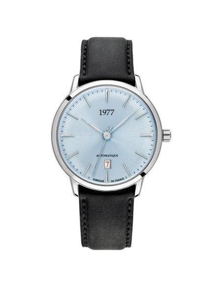 Montre 1977 Edmond Cadran Bleu Glacier Bracelet Cuir Gris
