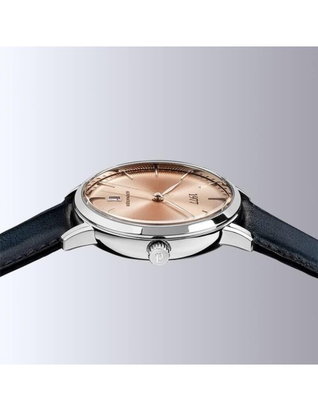 Montre 1977 Edmond Cadran Saumon Bracelet Cuir Gris