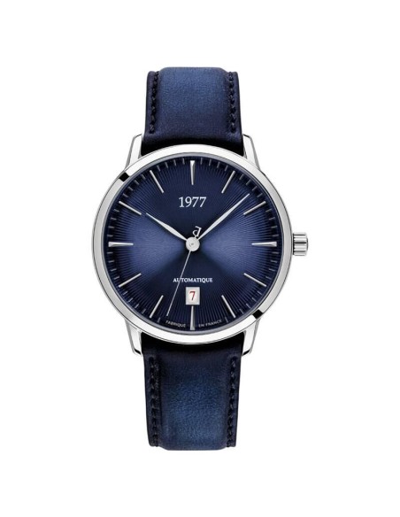 Montre 1977 Edmond Cadran Bleu Bracelet Cuir Bleu
