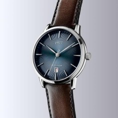 Montre 1977 Edmond Cadran Bleu Bracelet Cuir Marron 2