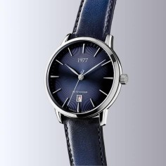 Montre 1977 Edmond Cadran Bleu Bracelet Cuir Bleu 2