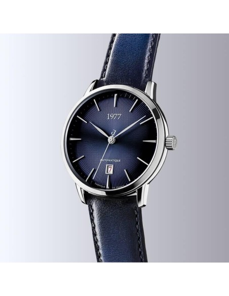 Montre 1977 Edmond Cadran Bleu Bracelet Cuir Bleu