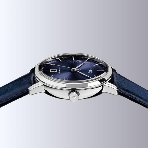 Montre 1977 Edmond Cadran Bleu Bracelet Cuir Bleu