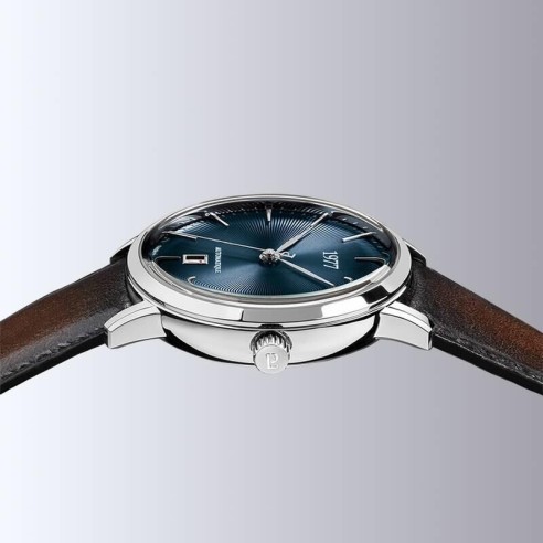 Montre 1977 Edmond Cadran Bleu Bracelet Cuir Marron