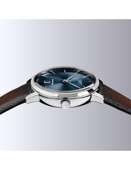 Montre 1977 Edmond Cadran Bleu Bracelet Cuir Marron