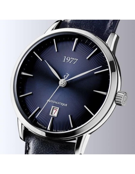 Montre 1977 Edmond Cadran Bleu Bracelet Cuir Bleu