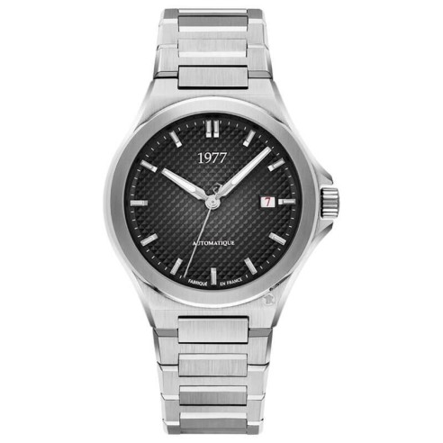 Montre 1977 Arsène Cadran Noir Bracelet Acier