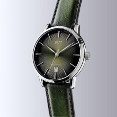 Montre 1977 Edmond Cadran Vert Olive Bracelet Cuir Vert 2