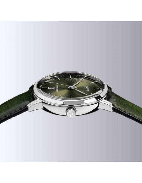Montre 1977 Edmond Cadran Vert Olive Bracelet Cuir Vert