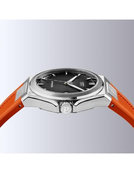 Montre 1977 Arsène Cadran Noir Bracelet FKM Orange