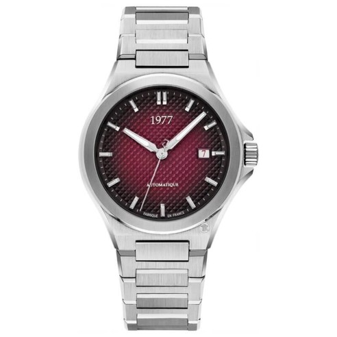 Montre 1977 Arsène Cadran Lie-de-vin Bracelet Acier