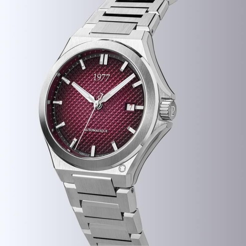 Montre 1977 Arsène Cadran Lie-de-vin Bracelet Acier
