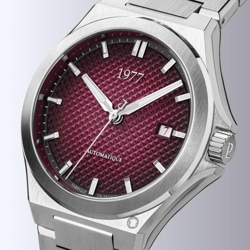 Montre 1977 Arsène Cadran Lie-de-vin Bracelet Acier
