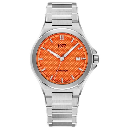 Montre 1977 Arsène Cadran Orange Bracelet Acier