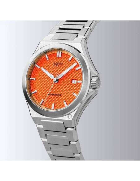 Montre 1977 Arsène Cadran Orange Bracelet Acier