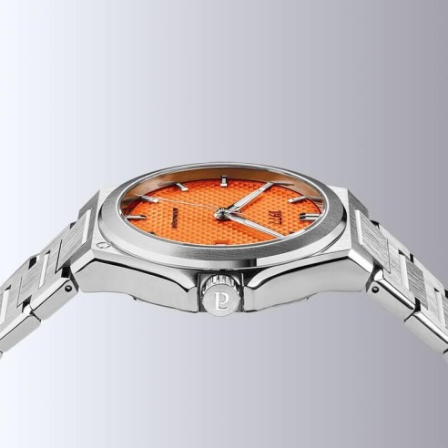 Montre 1977 Arsène Cadran Orange Bracelet Acier