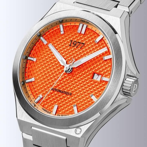 Montre 1977 Arsène Cadran Orange Bracelet Acier