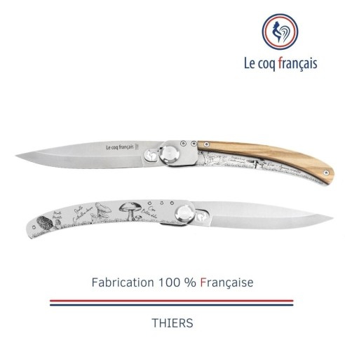 Couteau de poche Le Coq Original - Champignons - Olivier