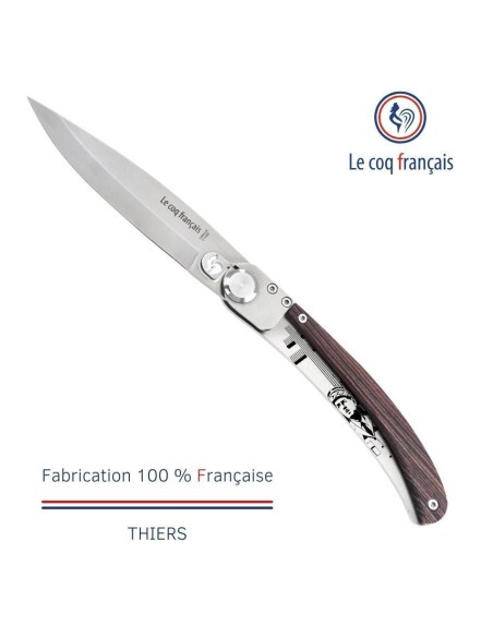 Couteau de poche Le Coq Original - Charles de Gaulle - Bois de Violette