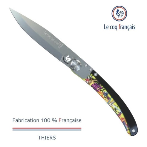 Couteau de poche Le Coq Original - Pop Art Bur Artist Pop Art Jaune - Acrylique Noir