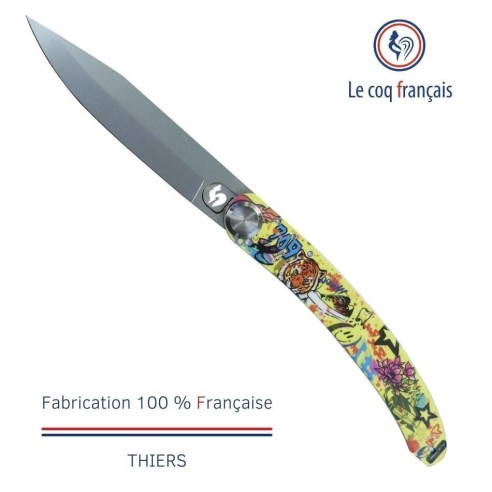 Couteau de poche Le Coq Original - Pop Art Bur Artist Pop Art Jaune - Acrylique Noir