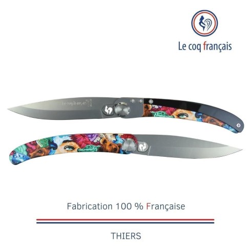 Couteau de poche Le Coq Original - Pop Art Nokat - Acrylique Noir