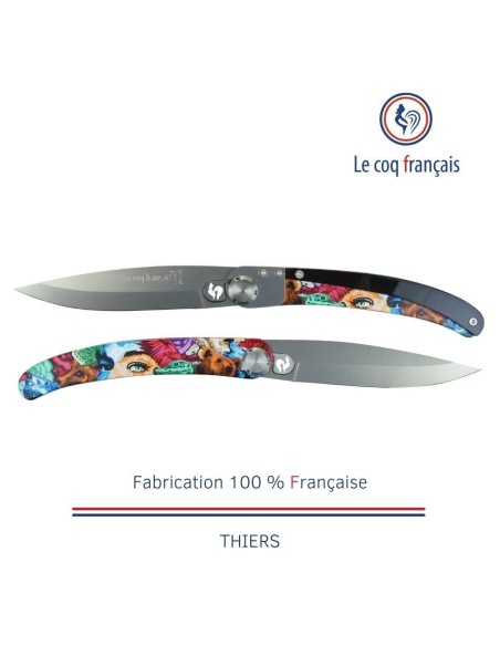 Couteau de poche Le Coq Original - Pop Art Nokat - Acrylique Noir